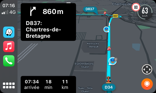 Waze sur Apple CarPlay : Le Coyote Gratuit à Portée de Main